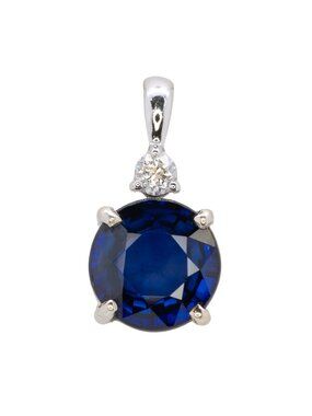 Ceylon Blue Sapphire Pendant with a Natural Diamond Accent in 14K White Gold